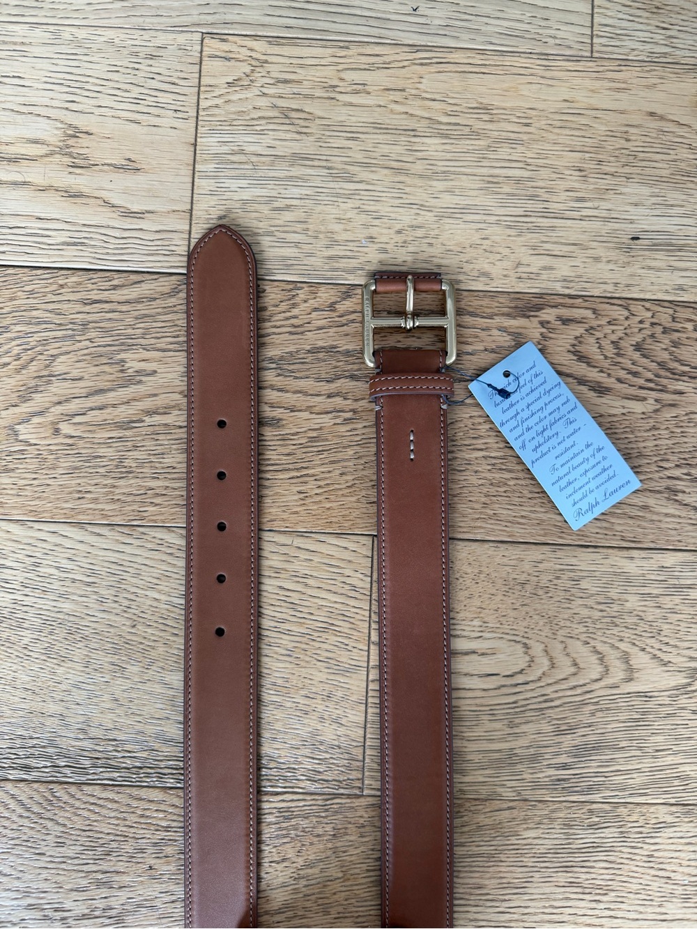 Ralph Lauren Purple Label Stitched Leather Belt Western Gold Luxury Italy 38 XL